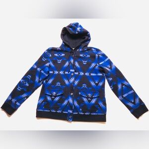 VTG Lauren Ralph Lauren Jeans Co Aztec Southwestern Ranch Button Hoodie Navy